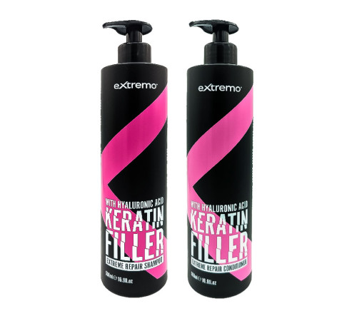 Набір Extremo Keratin Filler Repair шампунь та кондиціонер для відновлення волосся з кератином (EX428/ЕХ431), 2х500 мл (заводські)