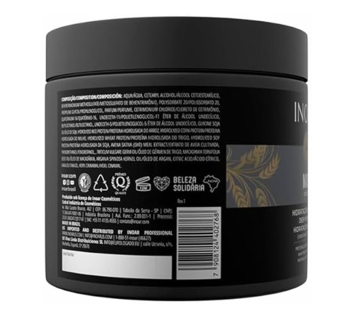 Липидная маска Inoar Macadamia Mask для глубокого увлажнения волос, 500 мл (заводская)