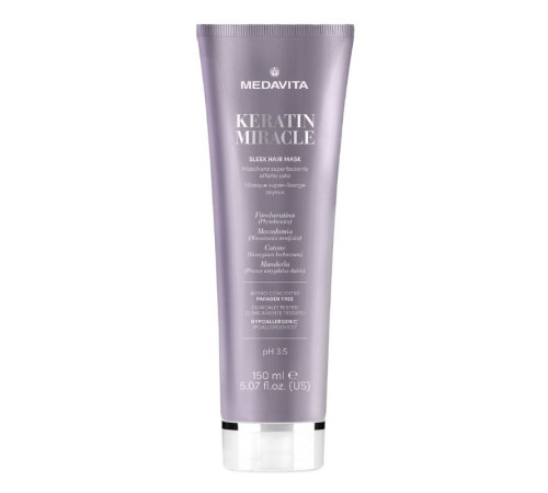 Розгладжуюча маска Medavita Keratin Miracle Sleek Hair Mask для пухнастого та неслухняного волосся 150 мл