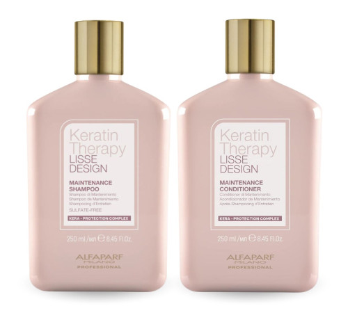 Набір Alfaparf Milano DUO Lisse Design Keratin Therapy шампунь і кондиціонер для блиску та шовковистості волосся, 2х250 мл