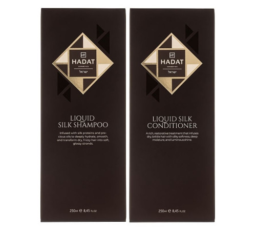 Набір "Рідкий Шовк" Hadat Liquid Silk DUO шампунь і кондиціонер для відновлення блиску та гладкості волосся 2х250 мл