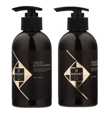 Набір "Рідкий Шовк" Hadat Liquid Silk DUO шампунь і кондиціонер для відновлення блиску та гладкості волосся 2х250 мл