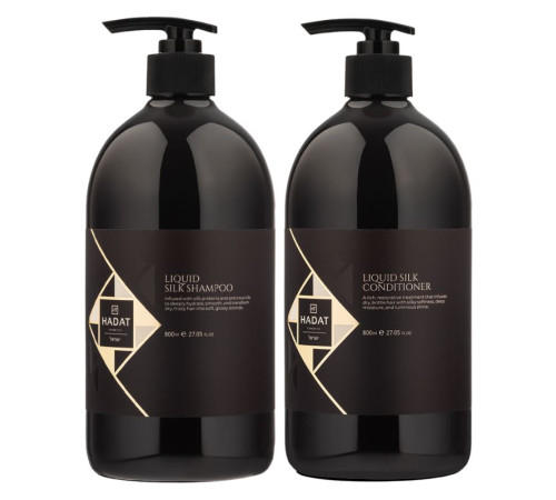Набір "Рідкий Шовк" Hadat Liquid Silk DUO шампунь і кондиціонер для відновлення блиску та гладкості волосся 2х800 мл