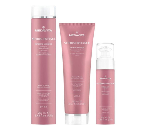Набір Medavita Nutrisubstance TRIO-2 шампунь, маска, еліксир для живлення та зволоження сухого волосся 250/150/50 мл