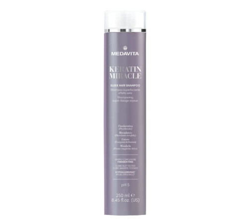 Розгладжуючий шампунь Medavita Keratin Miracle Sleek Shampoo з ефектом шовку для пухнастого та неслухняного волосся 250 мл