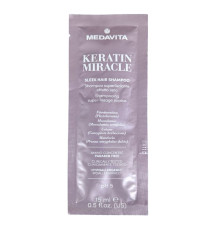Розгладжуючий шампунь Medavita Keratin Miracle Sleek Shampoo з ефектом шовку для пухнастого та неслухняного волосся, пробник саше 15 мл