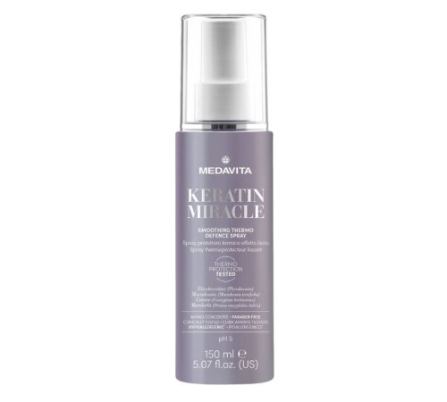 Розгладжуючий термозахисний спрей Medavita Keratin Miracle Smoothing Thermo Defence Spray для всіх типів волосся 150 мл