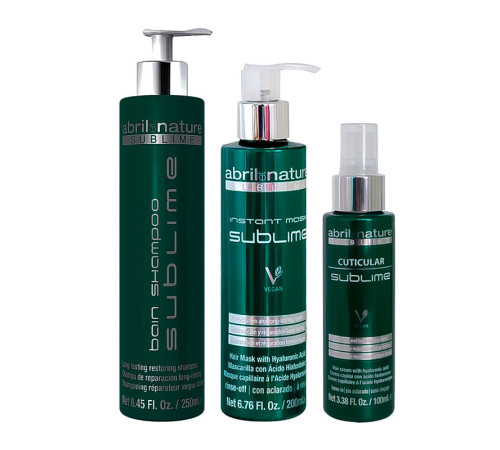 Набір Abril Et Nature Sublime Hyaluronic TRIO шампунь, маска і сироватка для пошкодженого волосся, 250/200/100 мл