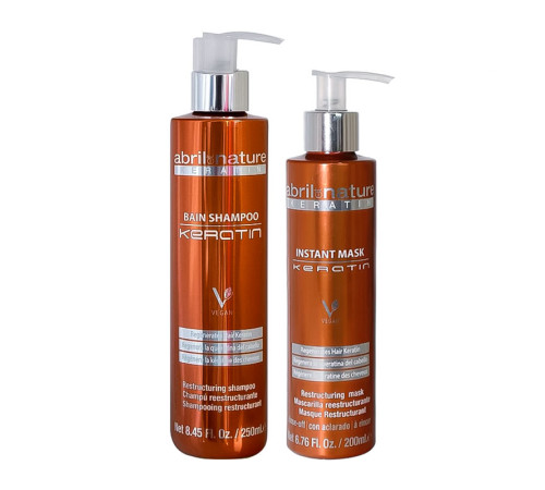 Набор Abril et Nature Keratin Instant DUO шампунь и маска для регенерации поврежденных волос, 250/200 мл