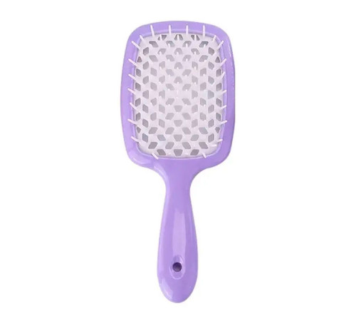 Продувная широкая расческа Janeke для укладки волос и сушки феном Superbrush Plus Hollow Comb фиолетовая с белыми зубчиками