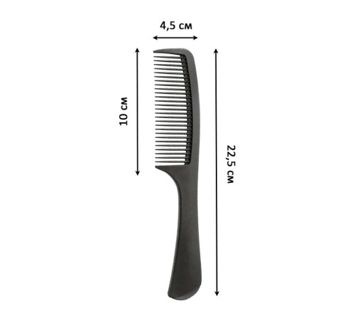 Перукарський гребінь Happy Hair Carbon Antistatic для укладання волосся з ручкою широкий чорний