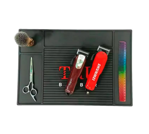 Професійний килимок TRU BARBER для перукарських інструментів, плойки, прасочки, 45х30 см 