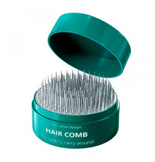 Компактний гребінець-масажер для волосся Pocket Hair Brush кишеньковий круглий зелений