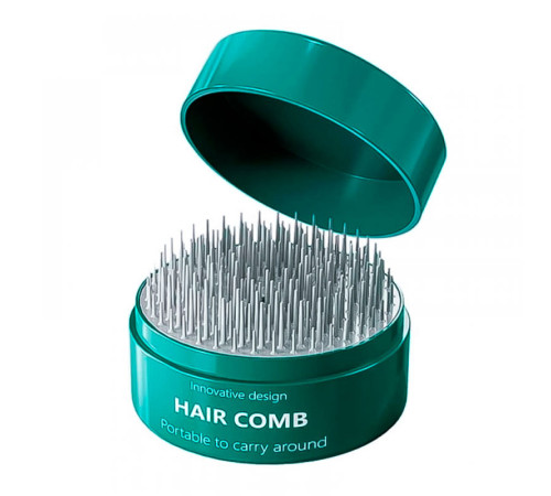 Компактний гребінець-масажер для волосся Pocket Hair Brush кишеньковий круглий зелений