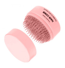 Компактний гребінець-масажер для волосся Pocket Hair Brush кишеньковий круглий рожевий