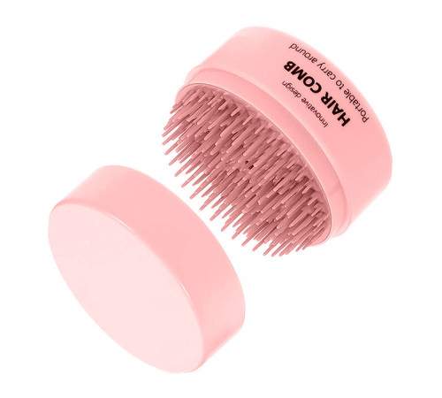Компактний гребінець-масажер для волосся Pocket Hair Brush кишеньковий круглий рожевий