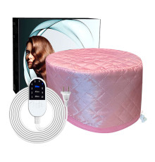 Електрична термошапка сушуар Happy Hair Lux Spa Cap для масок, ламінування і лікування волосся в коробці рожева