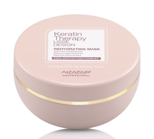 Кератинова маска Alfaparf Lisse Design Keratin Therapy Rehydrating Mask для зволоження сухого і пошкодженого волосся 200 мл