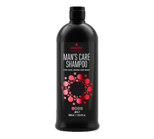 Шампунь "Чоловічий догляд" для волосся, бороди та тіла Anagana Man’s Care Shampoo, 1000 мл