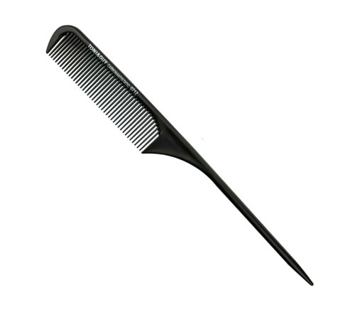 Тонкий карбоновий антистатичний гребінець Toni&Guy з тонкою ручкою, чорний (0712) 