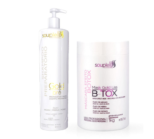 Набір випрямляючого ботоксу SoupleLiss B-tox Gold Liss, 2х1000 мл (заводські)