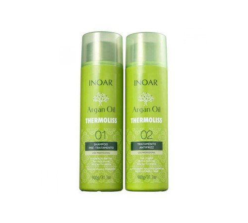 Набір Inoar Argan Oil Thermoliss для кератинового випрямлення волосся, 2х1000 мл (заводські)