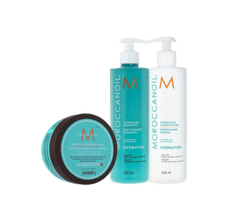 Зволожуючий набір Moroccanoil Hydrating шампунь, кондиціонер і маска для сухого та фарбованого волосся