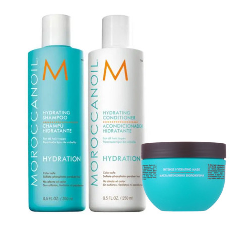 Зволожуючий набір Moroccanoil Hydrating шампунь, кондиціонер і маска для сухого та фарбованого волосся