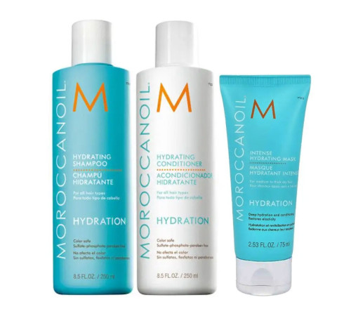 Зволожуючий набір Moroccanoil Hydrating шампунь, кондиціонер і маска для сухого та фарбованого волосся