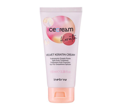 Крем з кератином Inebrya Velvet Keratin Cream проти кінчиків волосся, що січуться (100 мл)