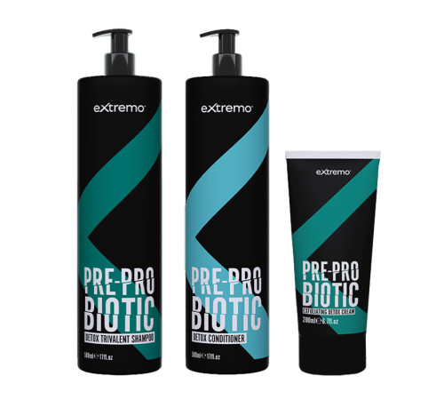 Набір Extremo Pre-Probiotic шампунь і кондиціонер тривалентні з пробіотиком та крем-детокс (EX226/EX227/EX228) 500/500/200 мл