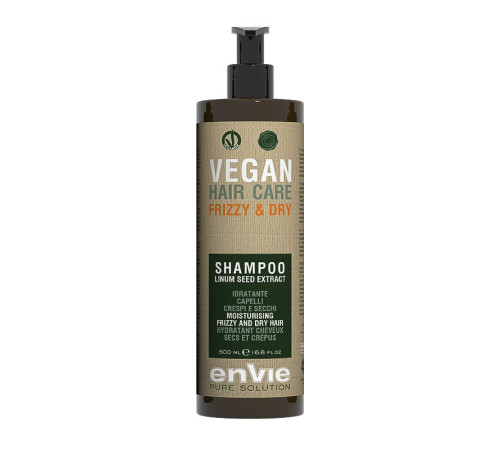 Зволожуючий шампунь Envie Vegan Frizzy and Dry Shampoo Linum Seed Extract для сухого і кучерявого волосся (EN854), 500 мл (заводська)