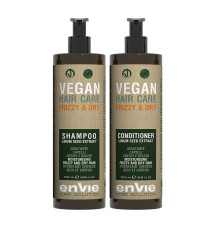 Набір Envie Vegan Frizzy and Dry Linum Seed Extract шампунь та кондиціонер для сухого та кучерявого волосся (EN854/EN860)