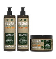 Набір Envie Vegan Frizzy and Dry Linum Seed Extract шампунь, кондиціонер та маска для зволоження сухого і кучерявого волосся (EN854/EN860/EN861)