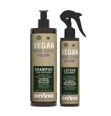 Набір Envie Vegan Volume Rice Proteins шампунь та лосьйон-спрей для об'єму тонкого і ламкого волосся з протеїнами рису, 500+200 мл (EN855/EN857) 