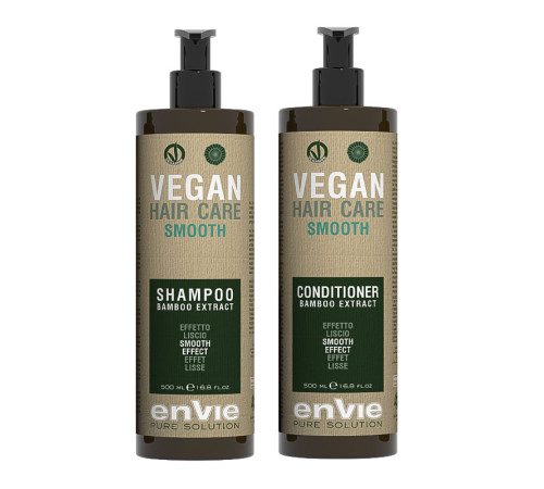 Розгладжуючий набір Envie Vegan Smooth Bamboo Extract шампунь та кондиціонер для волосся (EN856/EN862), 2х250 г (розлив)