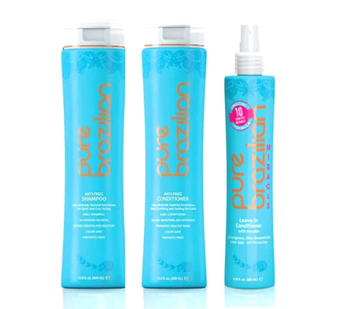 Разглаживающий набор для волос Pure Brazilian Acai Anti-Frizz шампунь, кондиционер и спрей 400/400/200 мл