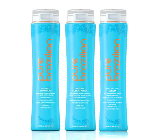 Розгладжуючий набір для волосся Pure Brazilian Acai Anti-Frizz шампунь, кондиціонер і сиворотка 3х400 мл
