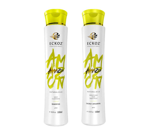 Набір Eckoz Professional Amazon Cacau&Argan Oil шампунь глибокого очищення та кератин, 2х500 мл (заводські)