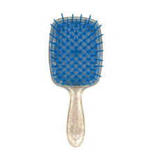 Janeke Продувний гребінець для укладання та сушіння феном Superbrush Plus Hollow Comb прозора з блискітками ручка із синіми зубчиками