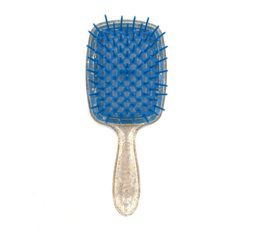 Janeke Продувний гребінець для укладання та сушіння феном Superbrush Plus Hollow Comb прозора з блискітками ручка із синіми зубчиками