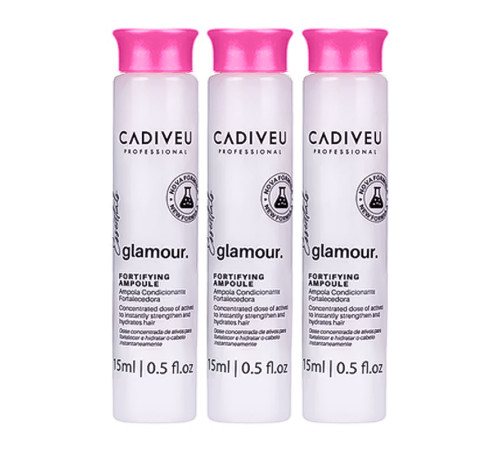 Ампулы для волос Cadiveu Glamour Plus Instant Rebuilder Vial Восстанавливающие, 3 ампулы по 15 мл