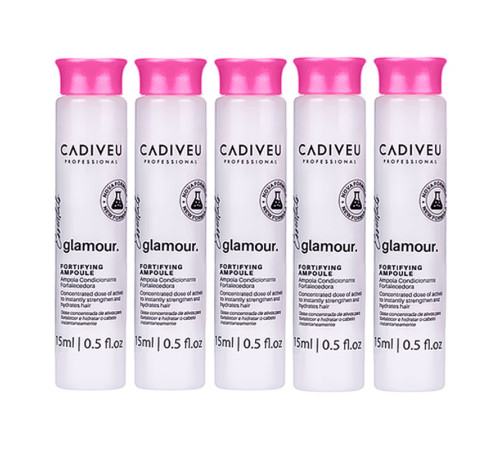 Ампулы для волос Cadiveu Glamour Plus Instant Rebuilder Vial Восстанавливающие, 5 ампул по 15 мл