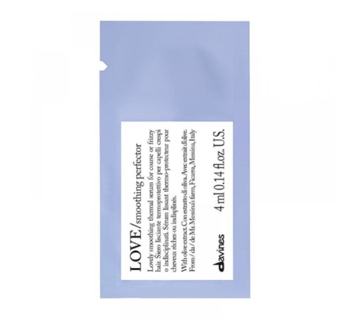 Термосироватка Davines Love Smoothing perfector для розгладження неслухняного та хвилястого волосся, 4 мл (саше)