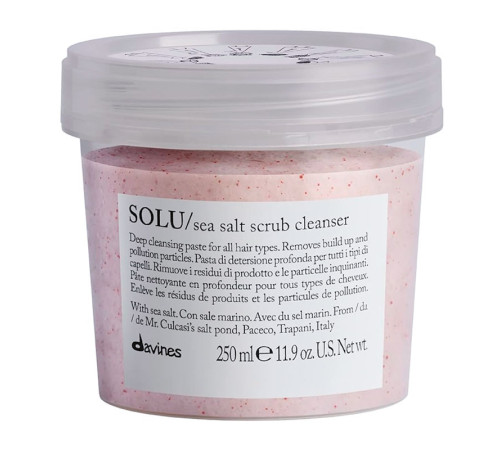 Паста-скраб Davines SOLU sea salt scrub cleancer з морською сіллю для глибокого очищення шкіри голови, 250 мл