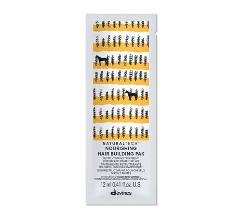Поживна відновлююча маска Davines Nourishing Hair building pak для сухого та пошкодженого волосся, 12 мл (саше)