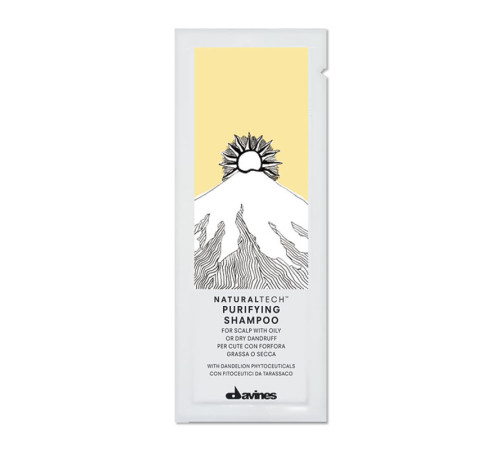 Очищаючий шампунь проти лупи Davines NaturalTech Purifying Shampoo, 12 мл (саше)