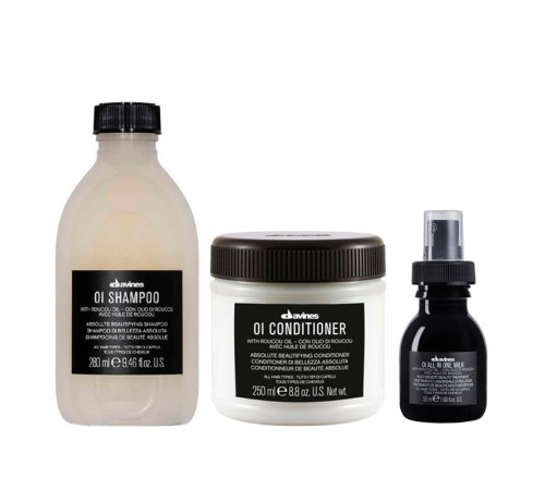 Набор Davines OI TRIO шампунь+кондиционер+молочко для абсoлютной красоты и смягчения волос, 280/250/50 мл