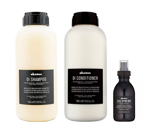 Набор Davines OI TRIO шампунь+кондиционер+молочко для абсoлютной красоты и смягчения волос, 1000/1000/135 мл