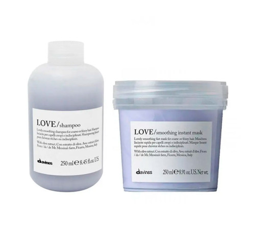 Набір Davines Love Lovely Smoothing шампунь та маска для розгладження волосся, 2х250 мл
